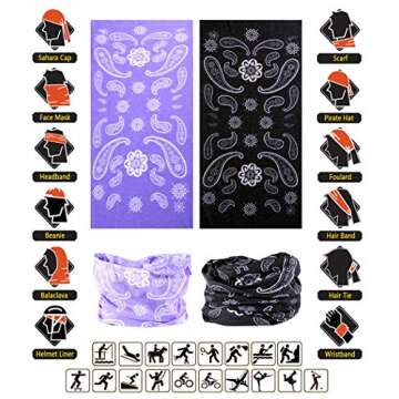 VANCROWN Headwear Wide Headbands Scarf Head Wrap Mask Neck Warmer (6PC.Paisley Series.1)