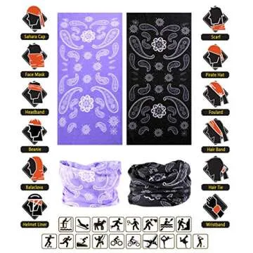 VANCROWN Headwear Wide Headbands Scarf Head Wrap Mask Neck Warmer (6PC.Paisley Series.1)