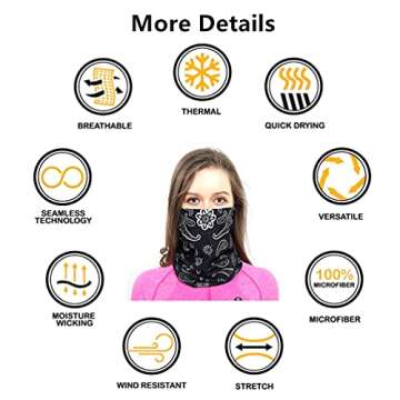 VANCROWN Headwear Wide Headbands Scarf Head Wrap Mask Neck Warmer (6PC.Paisley Series.1)