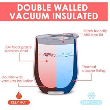 Deitybless 6 Pack 12 oz Stainless Steel Wine Tumbler with Lids, Double Wall Vacuum Insulated Travel ...