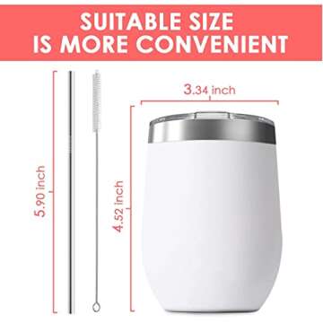 Deitybless 6 Pack 12 oz Stainless Steel Wine Tumbler with Lids, Double Wall Vacuum Insulated Travel Cup Including 6 Straws Set for Coffee, Cocktail, Drink, Tea and Beer (Assorted Colors)