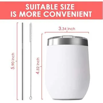 Deitybless 6 Pack 12 oz Stainless Steel Wine Tumbler with Lids, Double Wall Vacuum Insulated Travel Cup Including 6 Straws Set for Coffee, Cocktail, Drink, Tea and Beer (Assorted Colors)