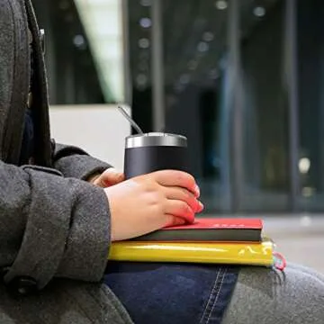 Deitybless 6 Pack 12 oz Stainless Steel Wine Tumbler with Lids, Double Wall Vacuum Insulated Travel Cup Including 6 Straws Set for Coffee, Cocktail, Drink, Tea and Beer (Assorted Colors)