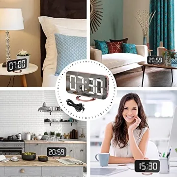 Modern SZELAM Alarm Clock with Mirror and USB Charging
