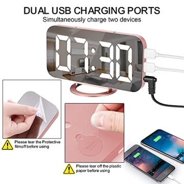 Modern SZELAM Alarm Clock with Mirror and USB Charging