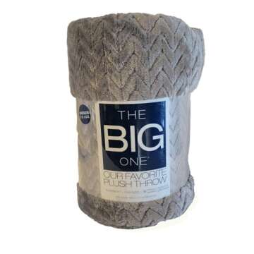 The Big One Throw Blanket Plush Super Soft Warm Cozy for Living Room 60 x 72 inches Oversized (Gray Chevron)
