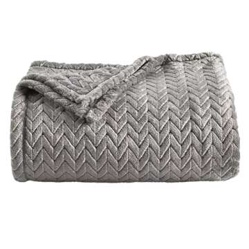 The Big One Throw Blanket Plush Super Soft Warm Cozy for Living Room 60 x 72 inches Oversized (Gray Chevron)