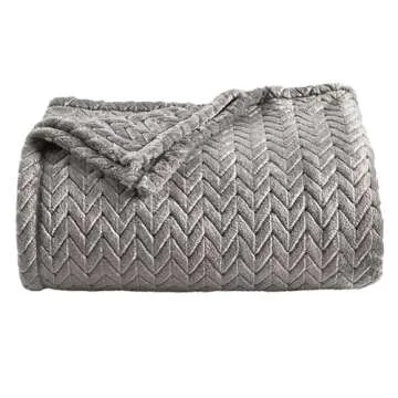 The Big One Throw Blanket Plush Super Soft Warm Cozy for Living Room 60 x 72 inches Oversized (Gray Chevron)