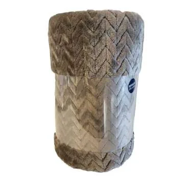 The Big One Throw Blanket Plush Super Soft Warm Cozy for Living Room 60 x 72 inches Oversized (Gray Chevron)