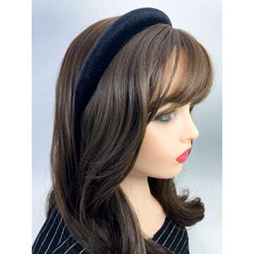 Firecolor Chic 2PCS Black Ivory Padded Headbands Velvet Headband for Thick Hairbands Vintage Hair bands for Women girls accessories set Trendy and Cute solid color headbands (ASSORTED-2Q)