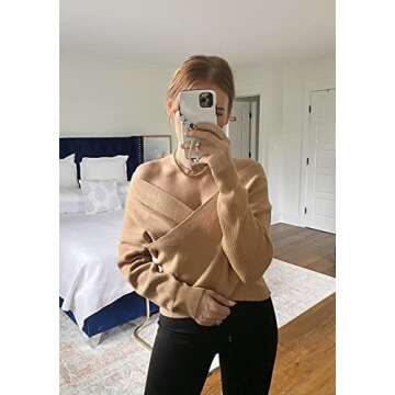 ZCSIA Women's Wrap V Neck Cropped Sweater 2024