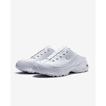 Skechers Sport Women's D'lites Bright Sky Fashion Sneaker, White/Silver, 9.5 W US