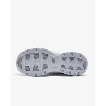 Skechers Sport Women's D'lites Bright Sky Fashion Sneaker, White/Silver, 9.5 W US