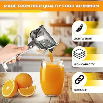Hand Juicer Squeezer - Aluminum Manual Hand Press Juicer, Comfortable Ergonomic Grip for Efficient Juice Extraction of Pomegranates, Citrus, and other Fruits | Durable, Compact, Easy to Use and Clean