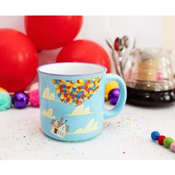 Disney Pixar UP "Adventure Is Out There" 20-Ounce Ceramic Camper Mug | BPA-Free Travel Coffee Cup For Espresso, Caffeine, Cocoa | Home & Kitchen Essentials, Cute Gifts and Collectibles