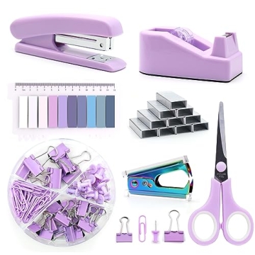 Stylish Purple Office Supplies Set - UPIHO Stapler & Tape Dispenser