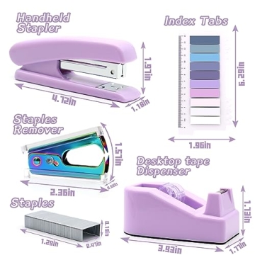 Purple Office Supplies Set - Stapler & Tape Dispenser