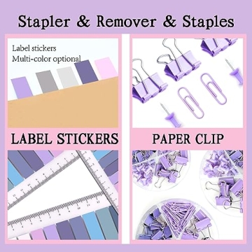Purple Office Supplies Set - Stapler & Tape Dispenser