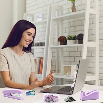 Purple Office Supplies Set - Stapler & Tape Dispenser