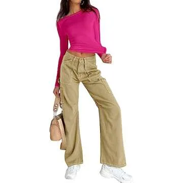 Dwnval Women Sexy Casual Basic T-Shirt Tops Hot Pink