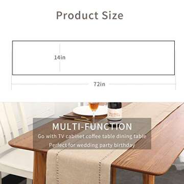 Tosewever Decorative Hemstitch Linen Table Runner Farmhouse Style Tabletop Collection Handcrafted Ta...