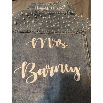 Custom Denim Jacket with Pearls for Future Mrs. Bridal Style