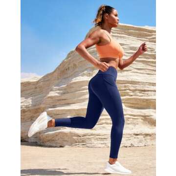 Ewedoos Leggings with Pockets for Women High Waisted Yoga Pants Women Tummy Control Workout Compression Leggings Navy