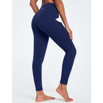 Ewedoos Leggings with Pockets for Women High Waisted Yoga Pants Women Tummy Control Workout Compression Leggings Navy