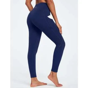 Ewedoos Leggings with Pockets for Women High Waisted Yoga Pants Women Tummy Control Workout Compression Leggings Navy