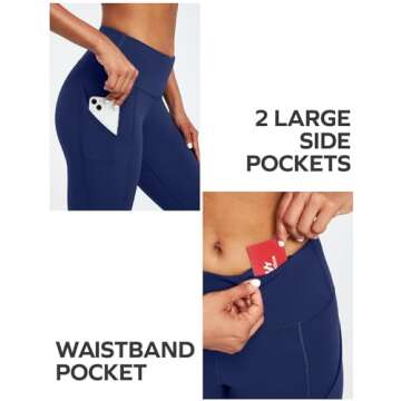 Ewedoos Leggings with Pockets for Women High Waisted Yoga Pants Women Tummy Control Workout Compression Leggings Navy