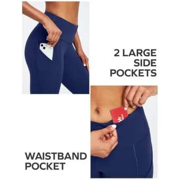 Ewedoos Leggings with Pockets for Women High Waisted Yoga Pants Women Tummy Control Workout Compression Leggings Navy