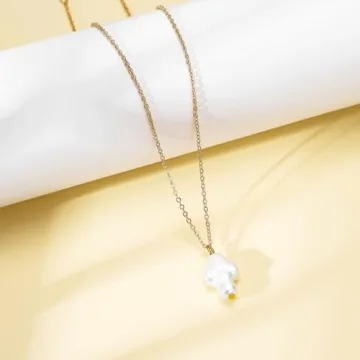 Dckazz Baroque Pearl Cross Necklace Elegant Gold Pendant