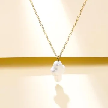 Dckazz Baroque Pearl Cross Necklace Elegant Gold Pendant