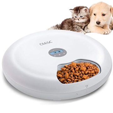 Smart 6-Meals Automatic Cat Feeder, Programmable & USB Power