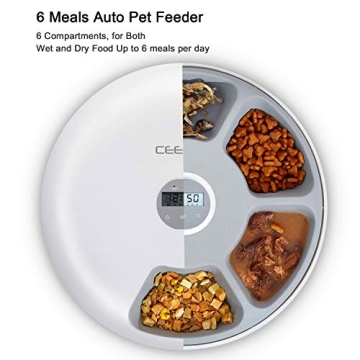Smart 6-Meals Automatic Cat Feeder, Programmable & USB Power