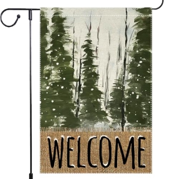 Winter Garden Flag 12x18 Inch Double Sided Burlap for Outside Snowflakes Christmas Trees Small Welco...