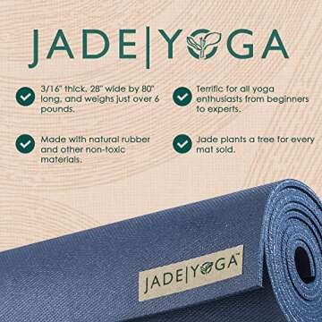 JadeYoga Extra Wide Harmony Yoga Mat - 80" Midnight Blue