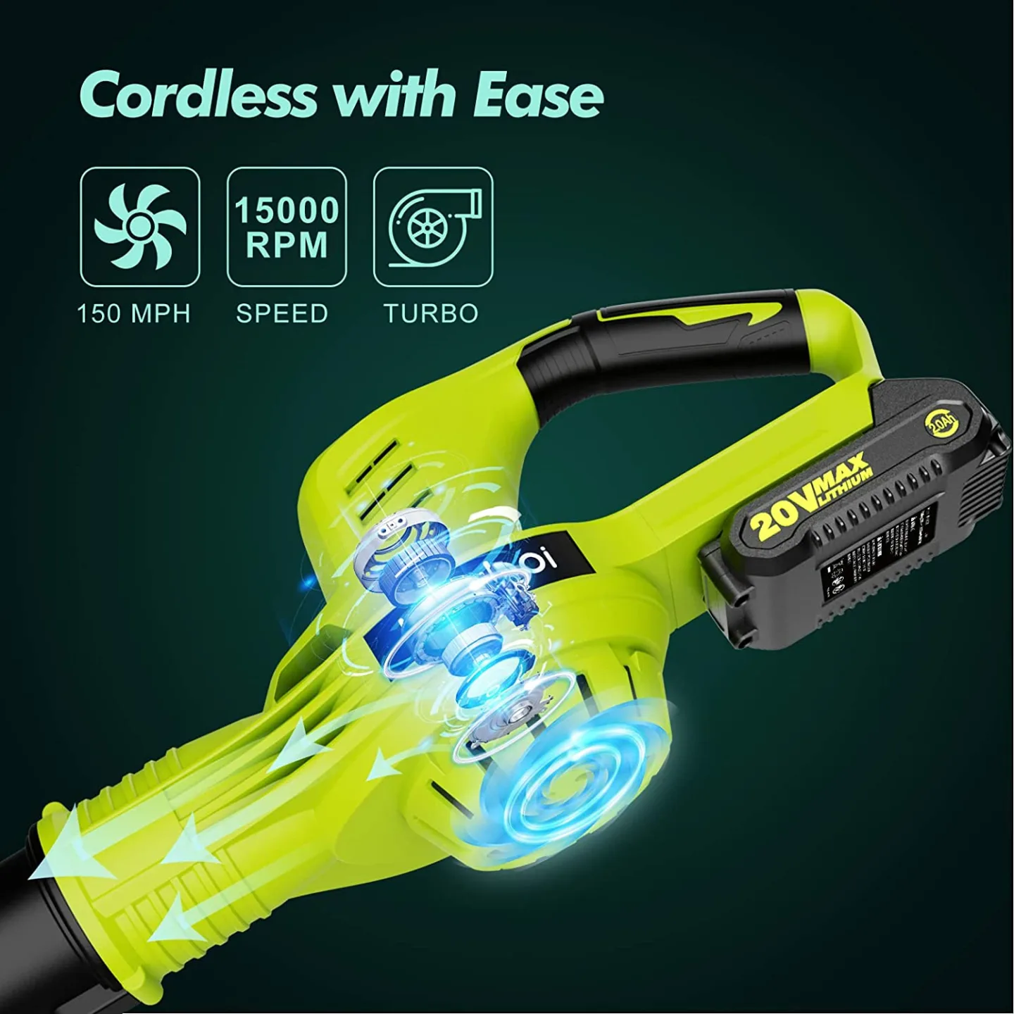 Top Cordless Leaf Blower - 150MPH Power & 2 Speeds