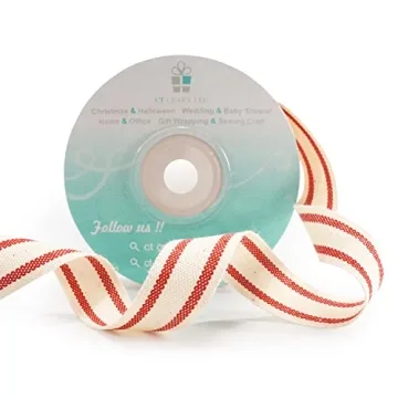 Ivory Cotton Red Stripes Ribbon for DIY Crafts and Gifts