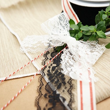 Ivory Cotton Red Stripes Ribbon for DIY Crafts and Gifts