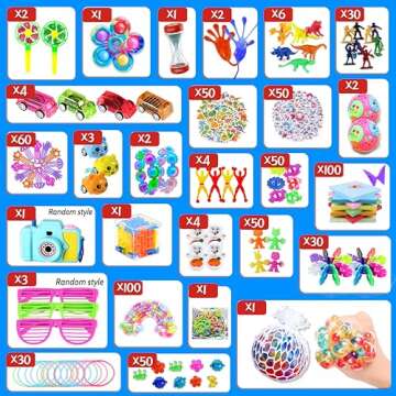1000pcs Party Favors Goodie Bags for Kids, Fidget Toys Pack, Stocking Pinata Stuffers, Birthday Gifts, Classroom Prize, Treasure Box, Carnival Prizes