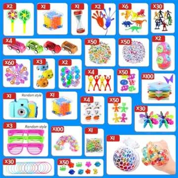 1000pcs Party Favors Goodie Bags for Kids, Fidget Toys Pack, Stocking Pinata Stuffers, Birthday Gifts, Classroom Prize, Treasure Box, Carnival Prizes