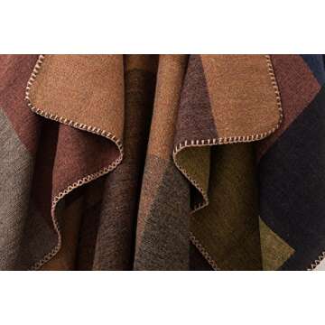 Urban CoCo Women's Color Block Shawl Wrap Open Front Poncho Cape (Series 1-khaki)