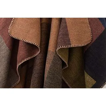 Urban CoCo Women's Color Block Shawl Wrap Open Front Poncho Cape (Series 1-khaki)