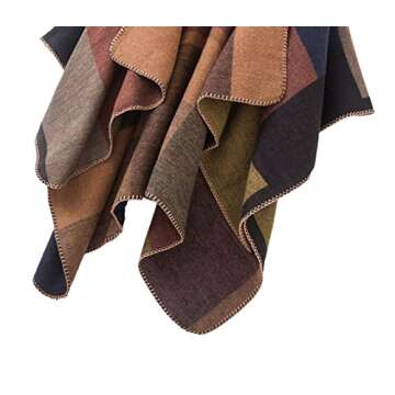 Urban CoCo Women's Color Block Shawl Wrap Open Front Poncho Cape (Series 1-khaki)