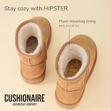 CUSHIONAIRE Women's Hipster Genuine Suede pull on boot +Memory Foam, Chestnut 8