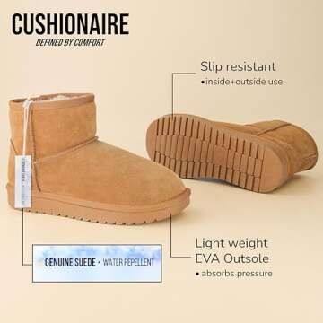 CUSHIONAIRE Women's Hipster Genuine Suede pull on boot +Memory Foam, Chestnut 8