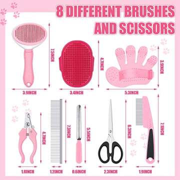 Yaomiao Pet Grooming Brush Kit, Includes 9 Pcs Self Cleaning Slicker, Dog Brush Shedding and Flea Co...