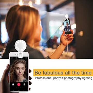Mini Ring Light, Upgraded Sansent Small Clip On Ring Light, Portable LED Light for Phone, 4 Color Li...