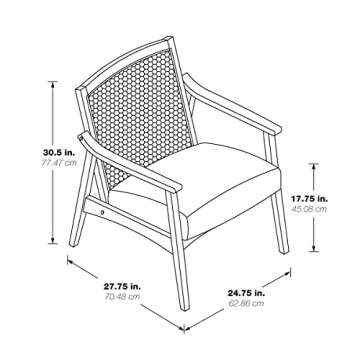 Alania Wood Accent Chair - Cane Back & Padded Seat